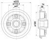 HELLA PAGID 8DT 355 301-381 Brake Drum